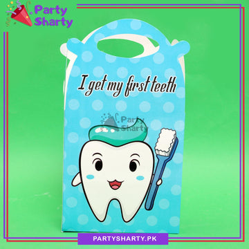 First Tooth Theme Goody Boxes Pack of 6 For Theme Birthday Decoration and Celebration